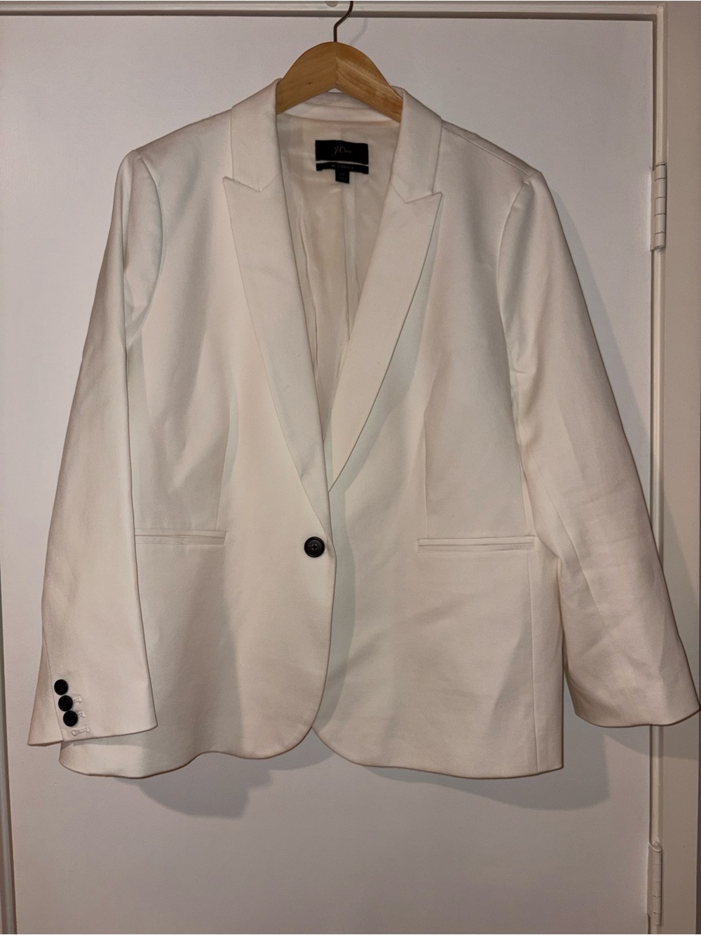 J. Crew 'Bi-Stretch' Single-Button Cotton Blend Women's Blazer in Classic White